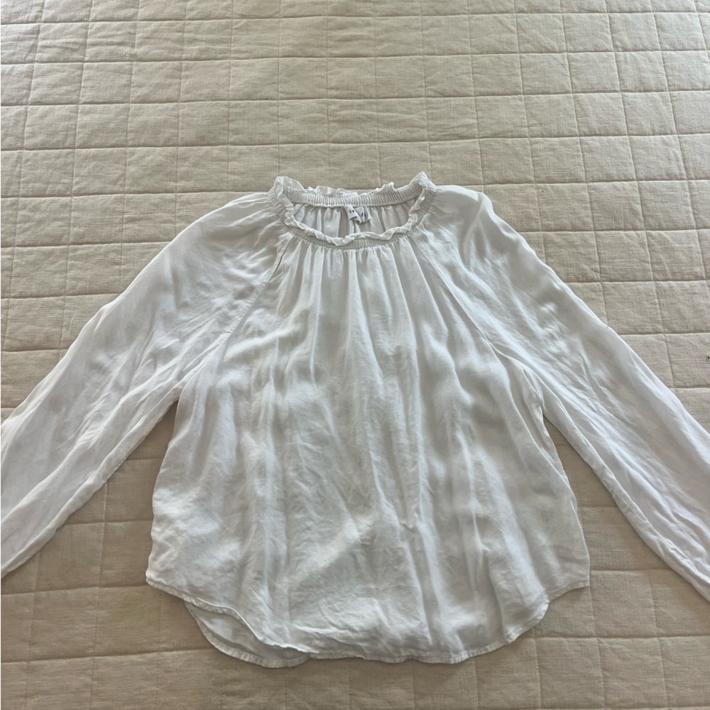 Bella Dahl White Elastic-Waist Blouse